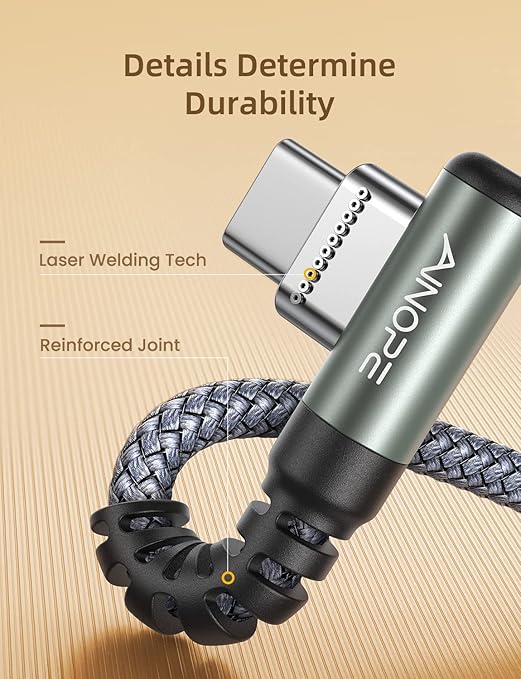 AINOPE USB A to USB C Cable Short 3. 3FT 2-Pack Right Angle Fast Charging & Data Sync Nylon Braided Carplay Android Auto Car Charger Cord for iPhone 17 16 15 Samsung Galaxy iPad Pro Air Android Phones