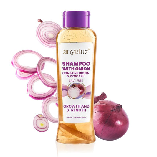 ANYELUZ Onion Shampoo – Natural, Odorless Formula, Reduces Oil, Ideal for All Hair Types, Salt and Paraben Free