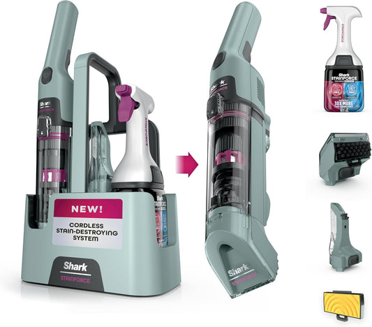 Shark StainForce Cordless Portable Spot & Odor Remover System - Ideal for Carpets, Rugs & Upholstery