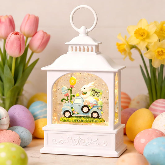 Regine Switzerland Easter Snow Globe - Glitter Bunny Spring Decor | 6-Hour Timer, 6-Inch Size