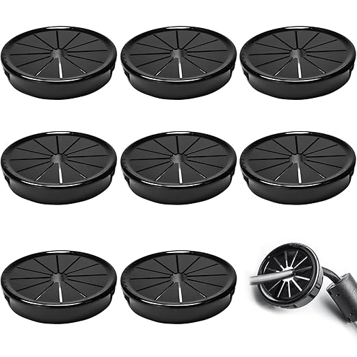 BOPOREAE 8 Pcs Cable Grommet, Snap Bushing 2-3/16" (55 mm) Mounting Diameter, Flexible Petal-Shaped Buckle Round Nylon Desk Grommet for Wires Through Countertop Cord Organizer and Protection, Black