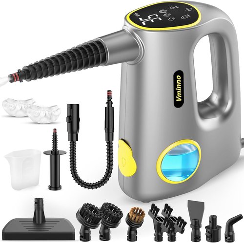 Handheld Steam Cleaner - 15s Heat-Up, 3-Level Adjustable Steam, 14 Accessories | Multi-Surface, Chemical-Free (Grey)
