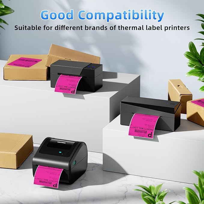 Omezizy 4x6 Thermal Labels, 1 Packs of 500 4x6 Fold Labels Rose Red - Compatible with JADENS, ASprink, Phomemo, Rollo, Zebra, Omezizy and Other Thermal Printers
