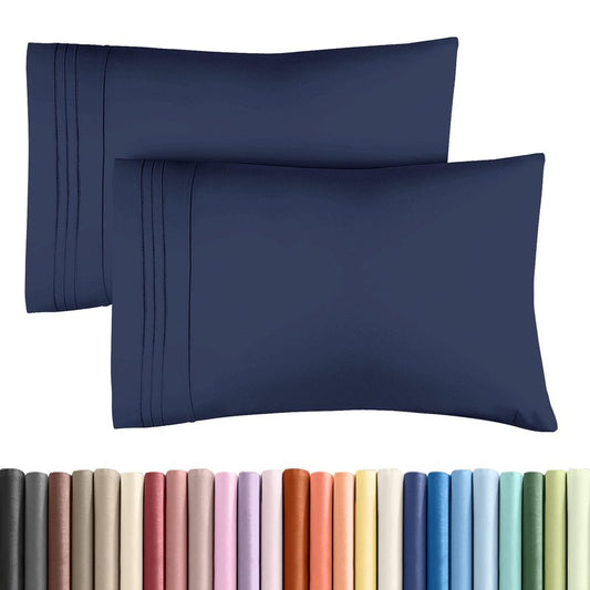 Standard Pillow Cases Set of 2 - Ultra-Soft Hotel Quality Pillowcase Covers - Comfy & Wrinkle Free - Stain & Fade Resistant - Machine Washable Pillow Protectors - 2 Piece Set - Standard Size Navy Blue