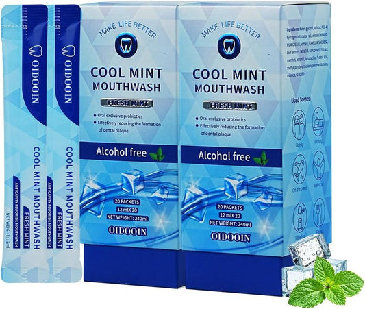 Travel Size Mouthwash - Alcohol-Free Probiotic Strips for Fresh Breath | 40 Strips, 0.41 Fl Oz Each