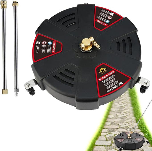 Outdoor Cleaner - Cleaner with 3 Wheels, High Pressure Washer Cleaner | Cleaner with Flexible Bristle Skirt, Cleaning Tool for Patio, Deck, Driveway (Black)