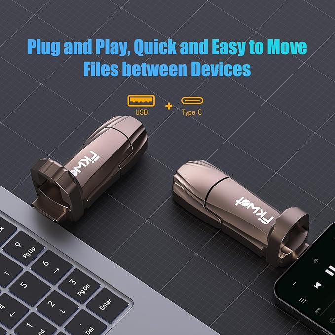 Fikwot External SSD USB Flash Drive 512GB, Up to 2050MB/s 2-in-1 Type C+ USB A USB3.2 Gen2 Solid State Thumb Drive SSD Stick for iPhone 15/16/Android/Windows/Mac/PC/Laptops
