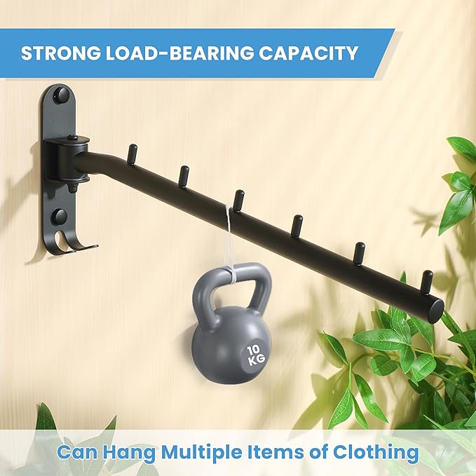 Mooche Swing Clothes Hanger Rack, Garment Racks Folding Clothes Bar Wall Mounted, 180°Rotation Laundry Drying Rack 304 Stainless Steel Space Saving for Laundry Room Bedroom Balcony, 11.93" Long