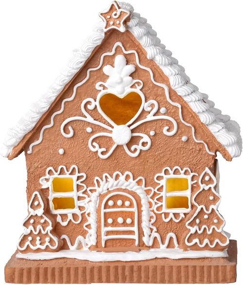 Lighted Gingerbread House by [Brand Name] - Festive Christmas Decor | 8.5 Inch Gingerbread Village