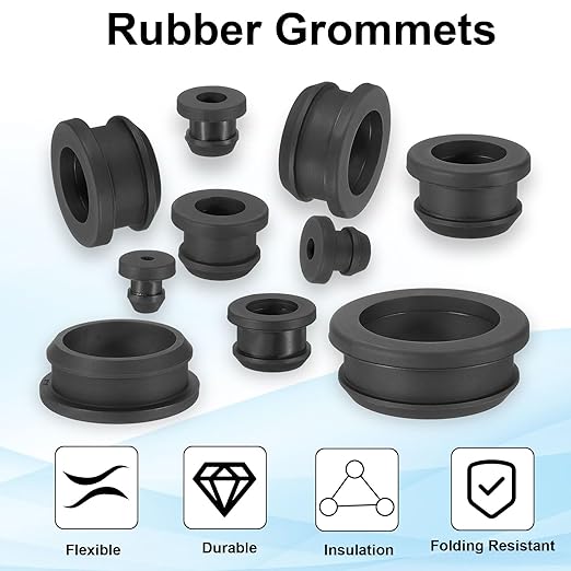 PATIKIL 19mm / 3/4 Inch Drill Hole,9/16 Inch ID Rubber Grommets, 12Pcs Top Hat Grommet for Wiring Eyelet Ring Gasket Automotive Firewall Cable Hole Plugs Wires Protection, Black