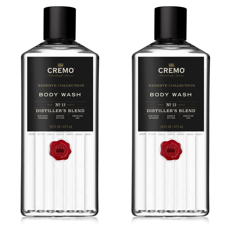 Cremo Rich-Lathering Distillerâs Blend (Reserve Collection) Body Wash, An Elevated Blend with Notes of Kentucky Bourbon, Smoked Vetiver and American Oak, 16 Fl Oz (Pack of 2)