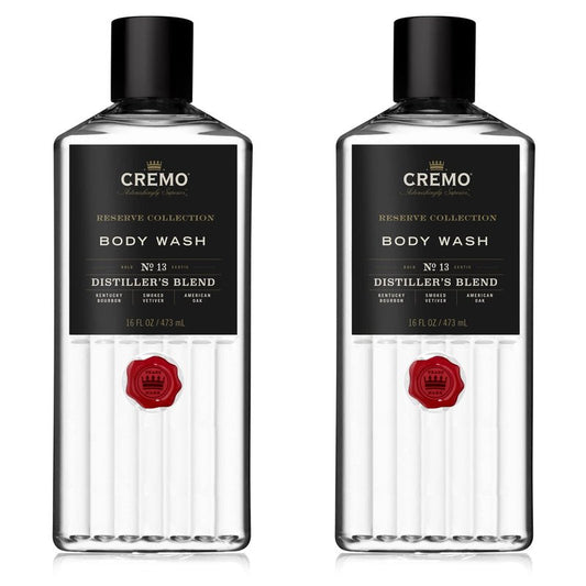 Cremo Rich-Lathering Distillerâs Blend (Reserve Collection) Body Wash, An Elevated Blend with Notes of Kentucky Bourbon, Smoked Vetiver and American Oak, 16 Fl Oz (Pack of 2)