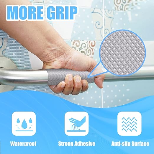 Yorwe Rubber Grip Tape, Ultra-Thin Strong Adhesive Anti-Slip Waterproof Heat Resistant Wear-Resistant Cushion Pad, Making Handles or Contact Surfaces Safer, with Grip and Comfort (Gray, 2In x 10Ft)