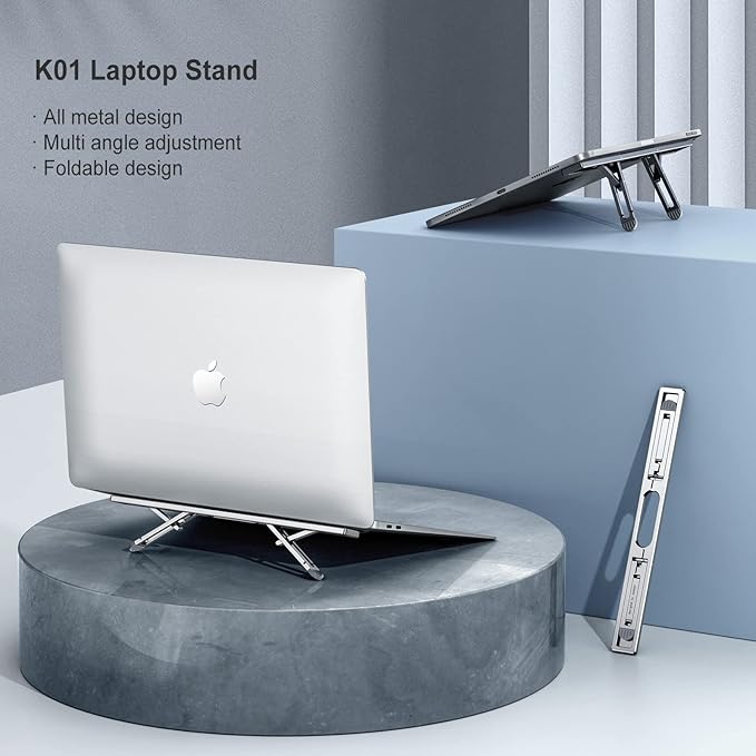 nediea Laptop Risers for Desk, 4 Adjustable Heights Laptop Stand, Keyboard Riser, Ergonomic Laptops Feet for Desk, Compatible with MacBook Air Pro, with Dell, with HP, More 10-15.6” Laptops
