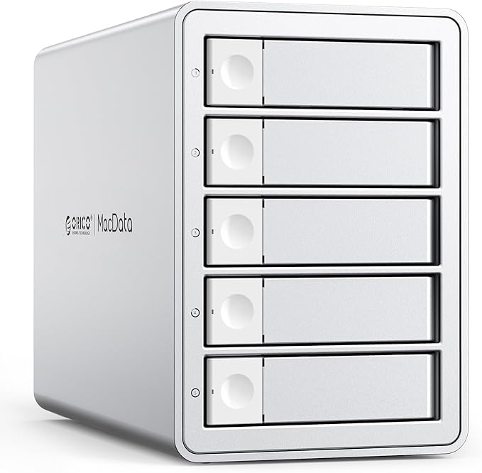 ORICO Daisy-Chain 5-Bay Hard Drive Enclosure USB 3.2 Gen 2 Aluminum Das Enclosure Support 22TB and Expansion Max Up to 330TB for 3.5-inchs HDD -9958C3