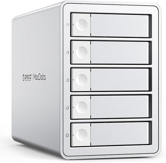 ORICO Daisy-Chain 5-Bay Hard Drive Enclosure USB 3.2 Gen 2 Aluminum Das Enclosure Support 22TB and Expansion Max Up to 330TB for 3.5-inchs HDD -9958C3