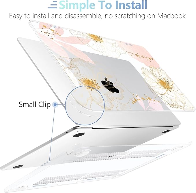 MEEgoodo Case for M5/M4/M3/M2 MacBook Air 13 inch 2026 2025 2024 2022, Fit Model A3449/A3240/A3113/A2681, Case Compatible with MacBook Air 13.6-inch, Tropical Pink Flowers