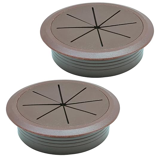 Desk Grommet 3-1/8" (80 mm), Desk Hole Cover for Cables Coffee, Cable Grommet ABS Plastic, Desk Hole Grommet for Office and Home Table Cable, Detachable & Flexible Cable Cord Organizer-2 Pcs