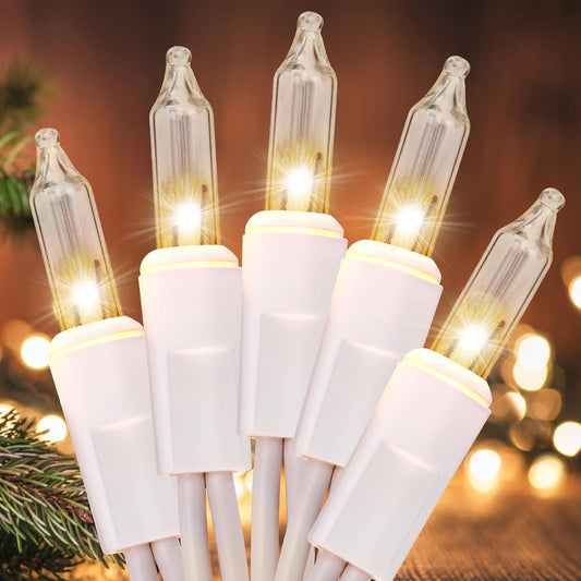 Meteds Christmas Lights - 100 Count Clear Warm White String Lights | UL Certified for Tree, Home & Party Decor