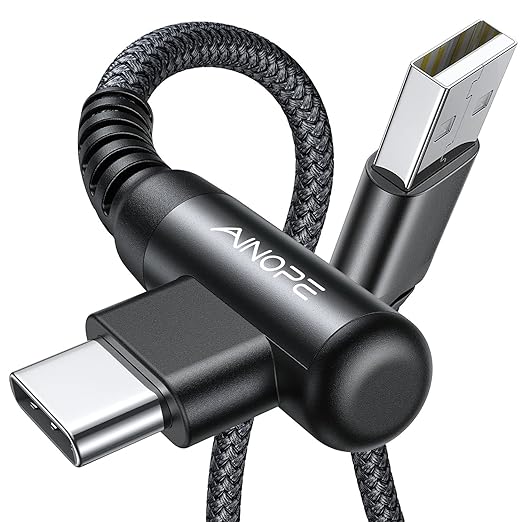 AINOPE 2-Pack Type C Charging Cable 3.1A Fast Charge, Right Angle [6.6ft+6.6ft] USB C Cable, Durable Nylon Braided Type C Charging Cable Fast Charge Compatible Galaxy S10 S9 S21, LG V30,V20,G6