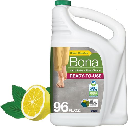 Bona Multi-Surface Floor Cleaner Refill - 96 Fl Oz - Lemon Mint | Residue-Free Solution for Stone, Tile, Laminate & Vinyl Floors