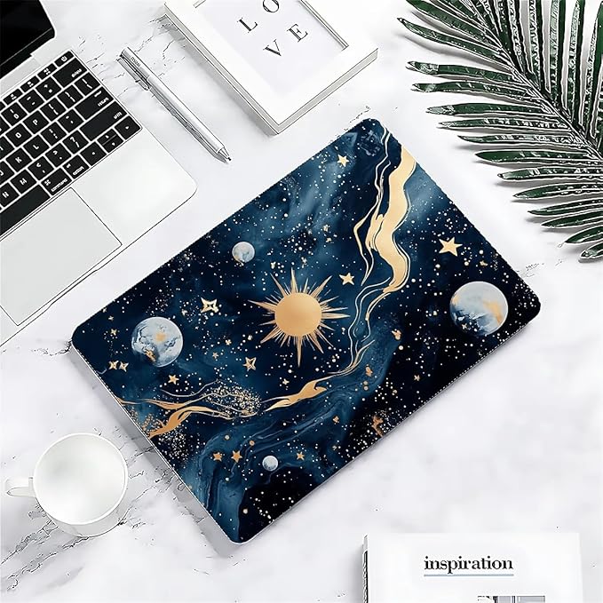 COTAIL Compatible with MacBook Air 13.3 13.6 Inch Case 2022 2021 2020 2019 Plastic Hard Shell Case Cover,13.6 Air (A2681) M2 2022, Moon and Sun