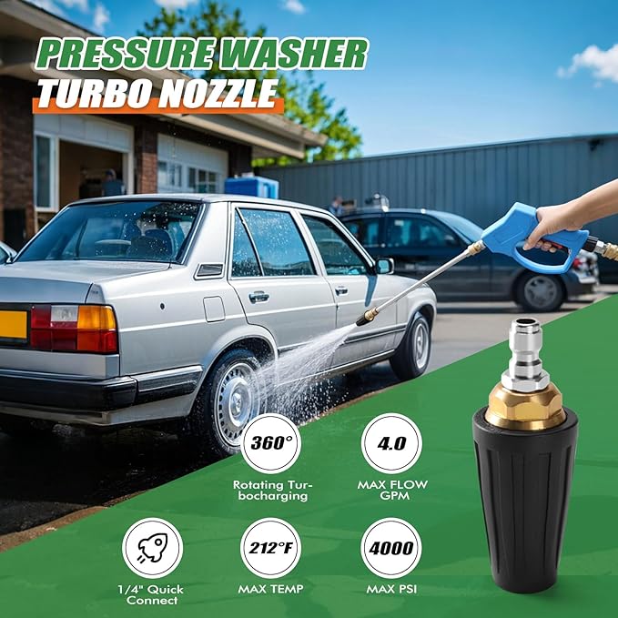 120" Gutter Cleaning Tools From the Ground, Pressure Washer Extension Wand with 5 Power Washer Nozzle Tips Max 4000 PSI 360Â° Rotating Spray Turbo Nozzle Pressure Washer