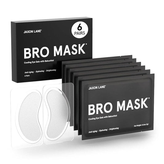 JAXON LANE BRO MASK Under Eye Patches for Men - Cooling Eye Patches for Dark Circles and Puffiness with Caffeine, Niacinamide, Hyaluronic Acid (6 x 1 Pairs)