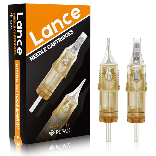 PEPAX Lance Tattoo Needles Cartridge 1027CML - 20Pcs Tattoo Cartridge Needle #10 Bugpin 27 Curved Magnum Tattoo Cartridge Diameter 0.30mm Long Taper 5.0mm Safety Membrane Permanent Makeup Machine