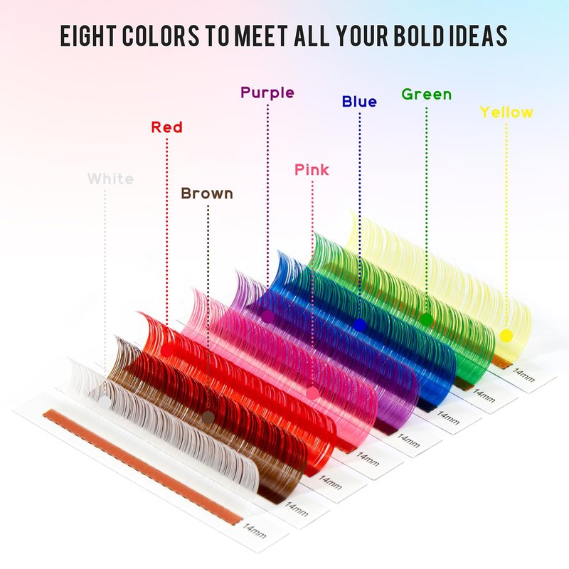 Colorful Eyelash Extensions - Mixed Length Tray for Professional Salon Use | Brown, 0.07-D, 8-15 mm