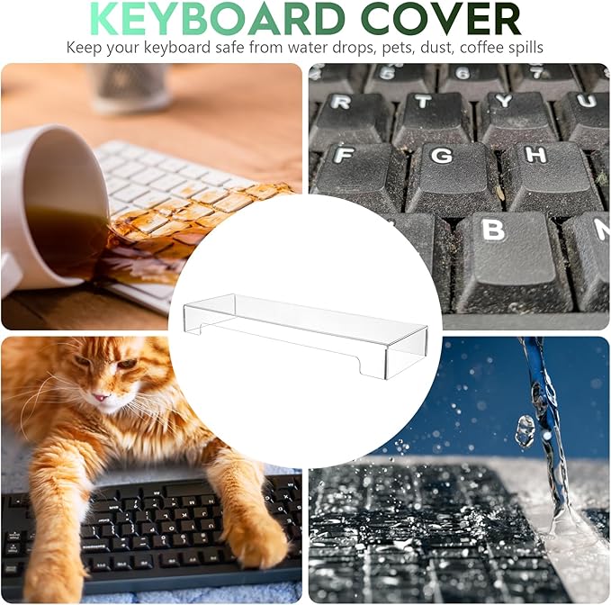 Cabilock Keyboard Dust Cover Protector for Desktop and Laptop Clear Acrylic Keyboard Cover for Cats Water and Dust Resistant Lid Easy to Clean Protection for Home and Office Use 18.70X6.1