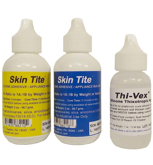 Smooth-On Skin Tite 4 Oz and Thivex 1 Oz Kit - Platinum Silicone Adhesive and Prosthetic Appliance Builder - Special Effects