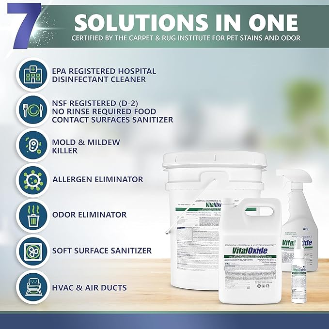 Vital Oxide 55 Gallon Drum Hospital Grade Disinfectant| Deodorizer, Food-Contact Sanitizer| Kills 99.9% of Viruses and Bacteria| Kills Mold & Mildew,| Odorless