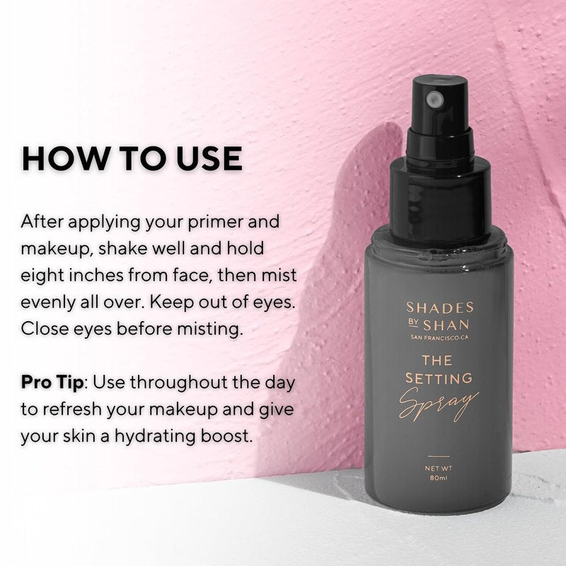 Shades by Shan Setting Spray, Alcohol-Free, Long-Wearing, Vegan, Soft-Focus Finish (Full Size)