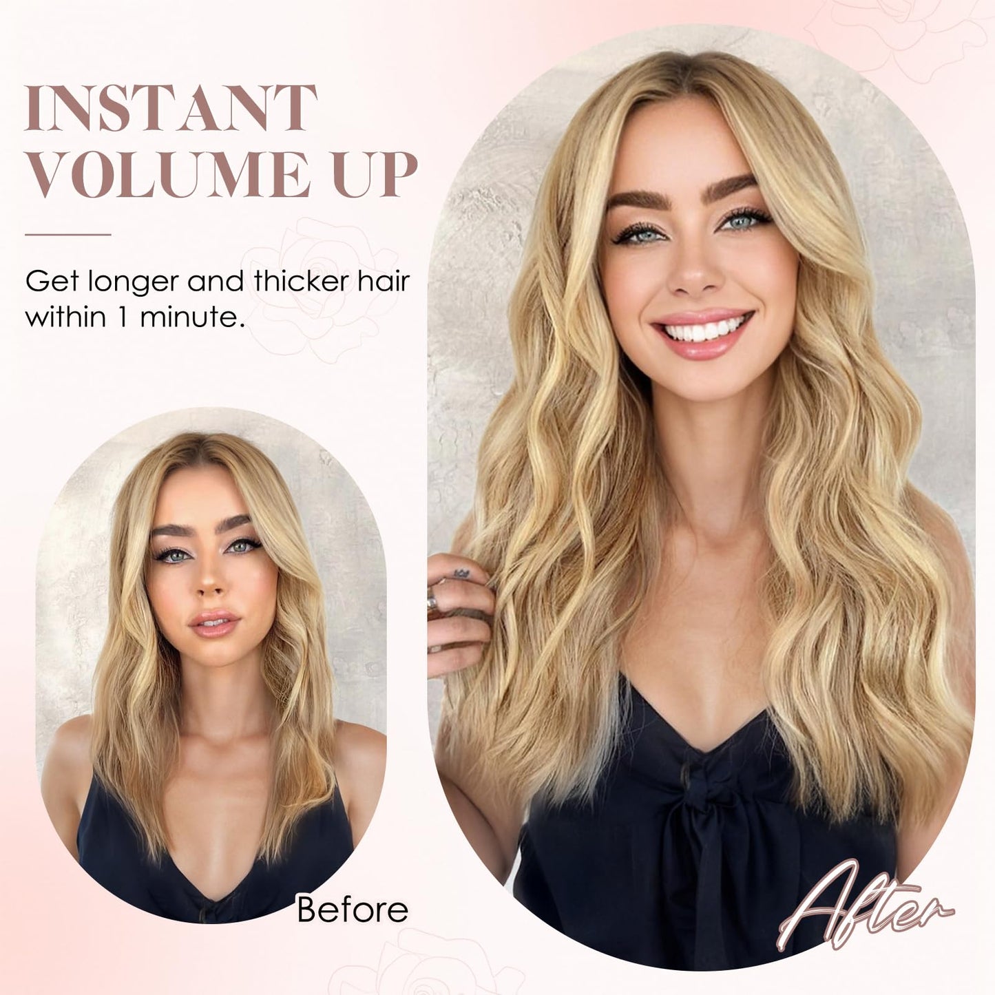 S-noilite Halo Hair Extension Invisible Wire in Real Remy Human Hair Extensions with Clips Adjustable Hidden Wire in Hair Extension for Women 14 inch Camel Bown Highlighted Blonde