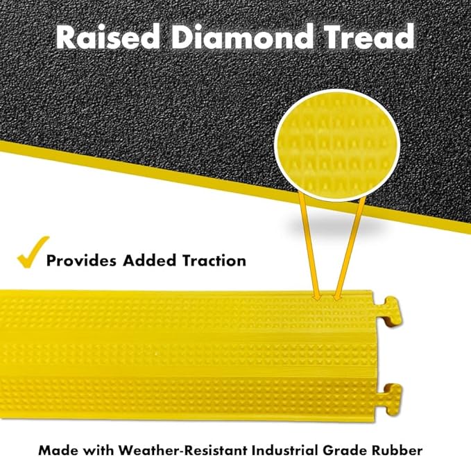 Kable Kontrol Drop Over Floor Cord Cover – 60” Inch Long 1 Channel Cable or Wire Protector – 140 Pcs Bulk Pack - Rubber Ramp for Indoor and Outdoor Use – Black