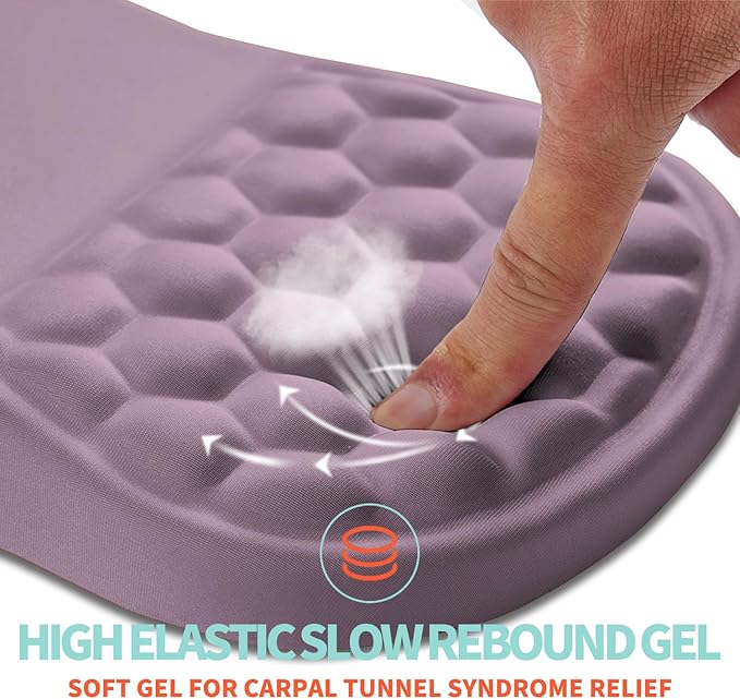 Kuosgm Ergonomic Mouse Pad Wrist Support with Memory Foam Massage Bulge, Carpal Tunnel Pain Relief Mousepad Wrist Rest for Mouse(12x8 inch, Purple)