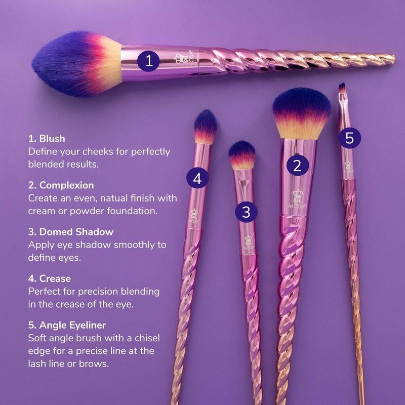 MODA Mythical Star Travel 6pc Makeup Brush Set – Vegan Face & Eye Makeup Brushes with Holographic Travel Case, Soft Synthetic Brushes for Foundation, Blush, Eyeshadow & Blending