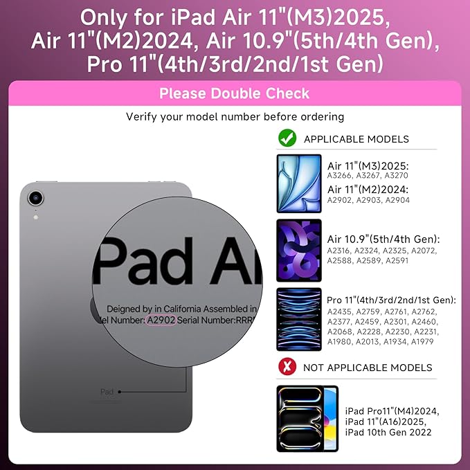 Transparent Case with Keyboard iPad Air 11 Inch (M4/M3/M2, 2026/2025/2024)/ iPad Air 5th/4th Generation 10.9" / iPad Pro 11" 1st/2nd/3rd/4th Trackpad, Pencil Holder, 7-Color Backlit, Rotatable, pink