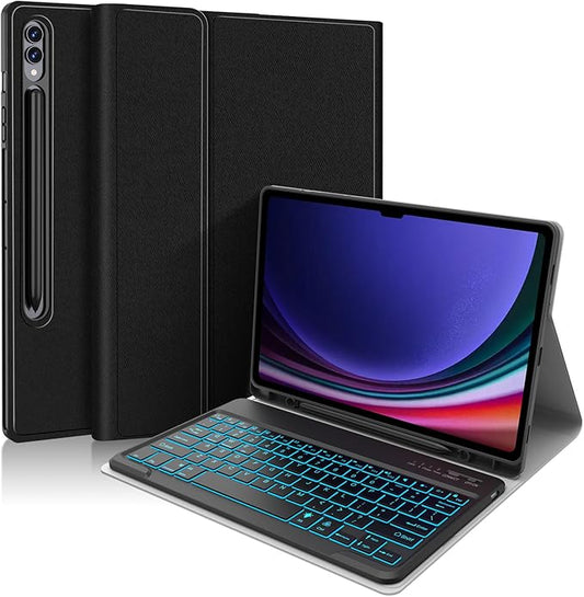 Backlit Keyboard Case for Samsung Galaxy Tab S9+12.4" 2023, Model:SM-X810/X816B/X818U,Smart case with 7color Backlight Detachable Wireless Keyboard Cover with S Pen Holder