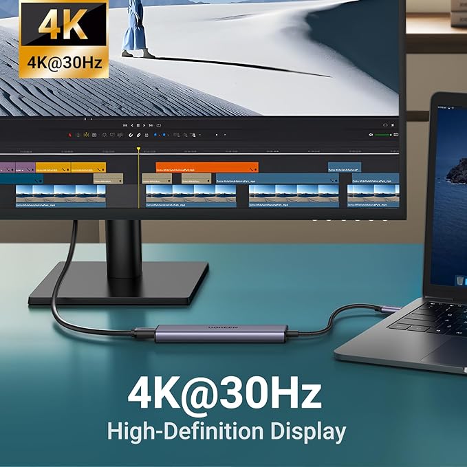 UGREEN USB C Hub 5 in 1 Multiport USB Adapter 4K HDMI, 100W Power Delivery, 3 USB-A Data Ports, USB C Dongle for MacBook Pro/Air M5/M4/M3/M2/M1, iPad Pro, iMac, iPhone 16 Pro/Pro Max, XPS, Thinkpad
