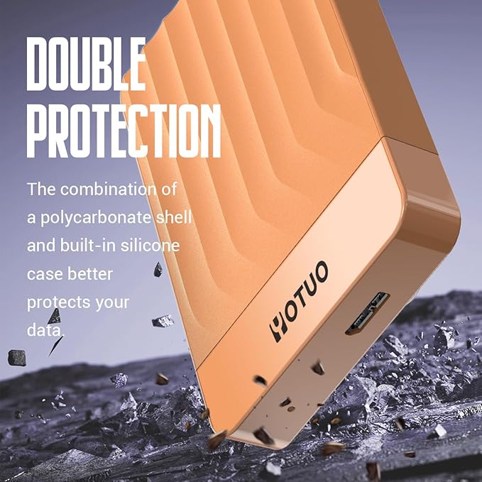 YOTUO Portable External Hard Drive Storage Expansion Mobile HDD USB 3.0 for PC, Mac, Desktop, Laptop, PS4, PS5, Xbox One X/S, Xbox 360, Xbox Series X/S, Office & Game (Orange, 1TB)