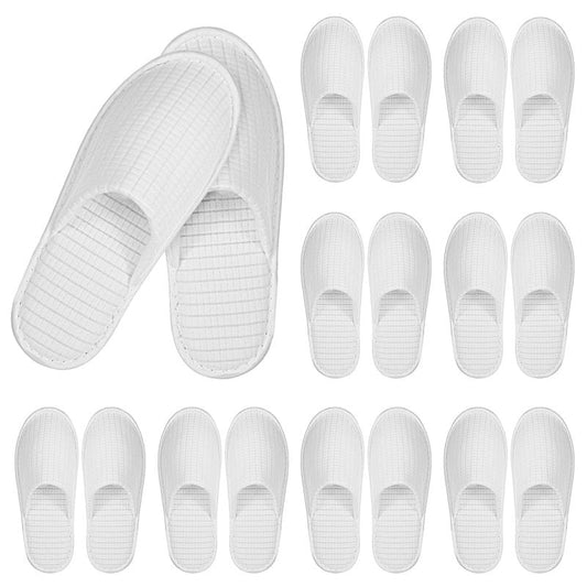YQQYG 10 Pairs White Spa Slippers for Women and Men, Universal Bulk Disposable Slippers for Guests, Non-Slip Disposable Hotel Slipper Indoor Slipper for Travel Home Salon Hotel Bathroom