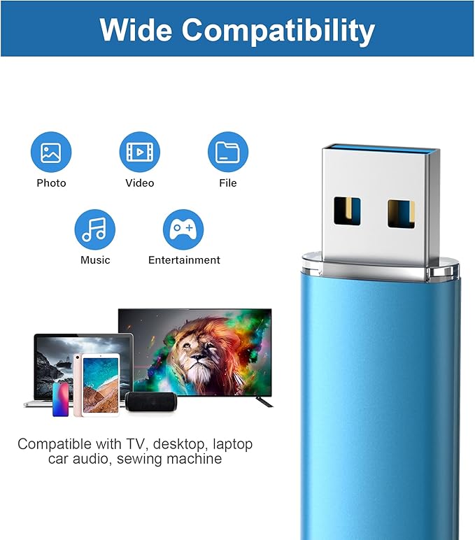 TOPESEL 2 Pack 64GB USB 3.0 Flash Drive High Speed Thumb Drive Memory Stick Jump Zip Drive for PC laptops, Tablets, TVs, Car Audio, Blue(64GB 2Pack)