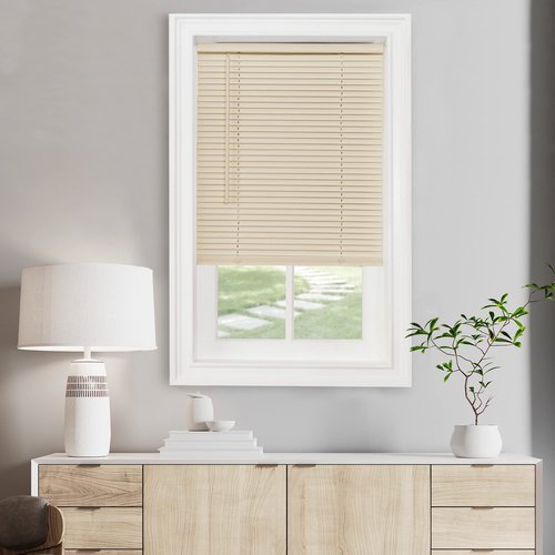 Cordless Light Filtering Mini Blind - 30 Inch Width, 72 Inch Length, 1" Slat Size - Alabaster - Cordless GII Morningstar Horizontal Windows Blinds for Interior by Achim Home Decor
