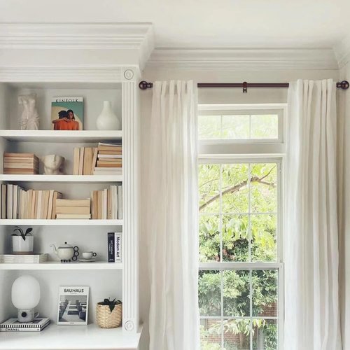 GXOACKJ Decorative Curtain Rods - Heavy Duty Metal, 28-78 Inch, Brown Finish with Brackets