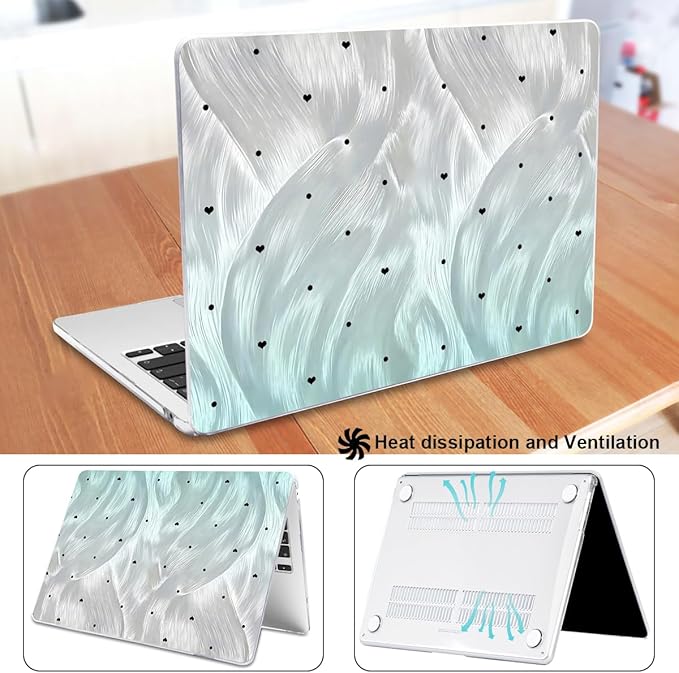 LCMOCICO for MacBook Air 13 Inch Case 2026 2025 2024 2023 2022 Release M5 A3449 M4 A3240 M3 A3113 M2 A2681, Scratch Resistant Plastic Hard Shell Case for MacBook Air 13.6 M5, Silver Green Gradient