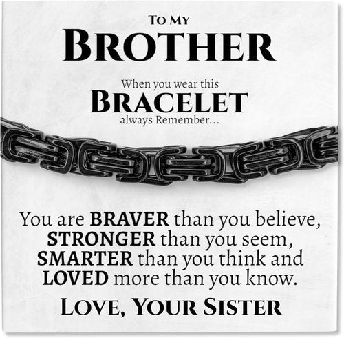 Love You This Much To My Brother Steel Bracelet - 6mm Sentimental Gift for Brother's Birthday