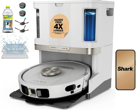 Shark PowerDetect 2-in-1 Robot Vacuum & Mop - Powerful Suction for Carpets & Hard Floors | Self-Empty Base | White | AV2800ZE