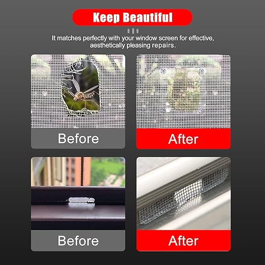 PHIXBEAR Super Strong Adhesion Screen Repair Tape Replacement Kit, Screen Tape Mesh Repair for Window Screen and Screen Door Tears Holes, Grey 1.97In X 6.57Ft